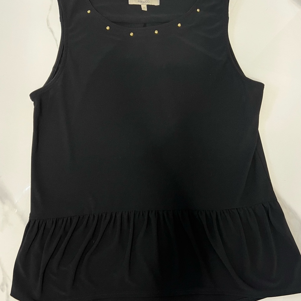 🖤 RW&CO Sleeveless Black Peplum Top – Size S
